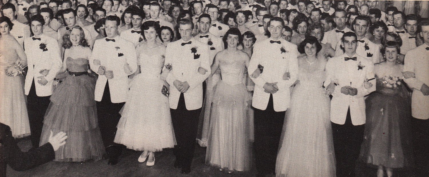 Students are dressed to impress at the 1954 Junior Prom.